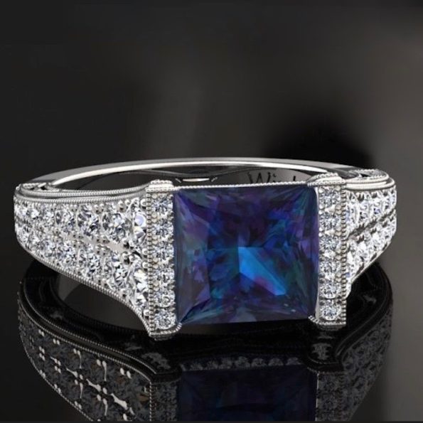 Princess Cut Art Deco Alexandrite Ring