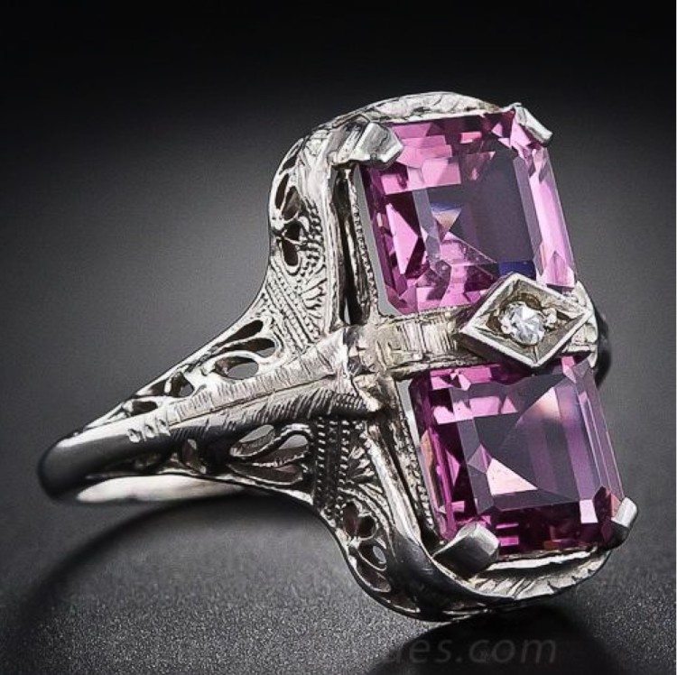 Purple Tourmaline Art Deco Ring