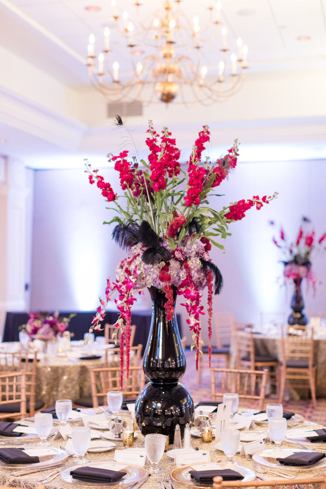 Red + Pink 1920s Floral Centerpiece