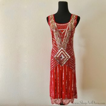 Red Art Deco Cocktail Dress