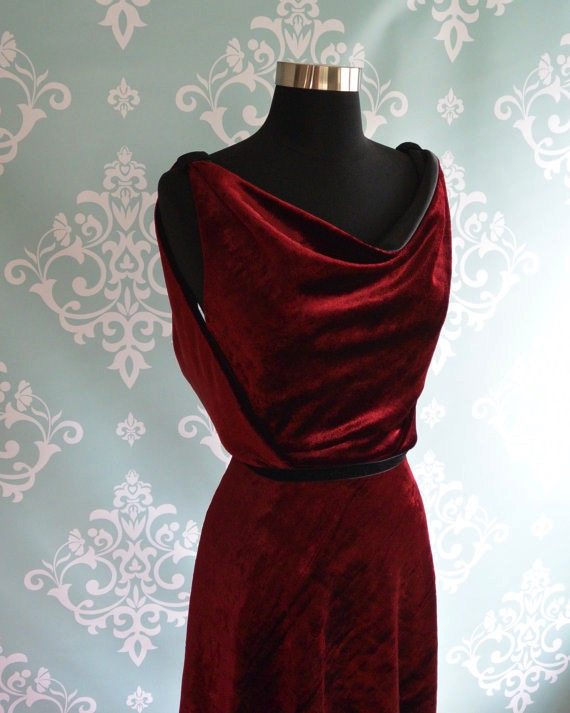 Red Velvet 1930s Evening Gown