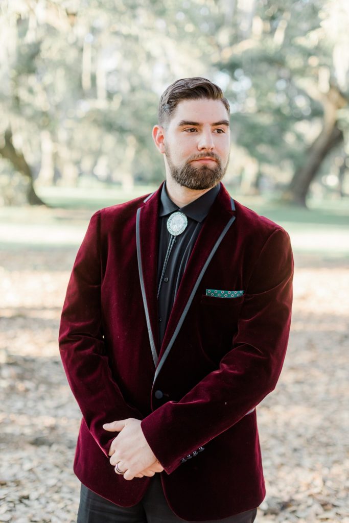 Red Velvet Jacket Groom