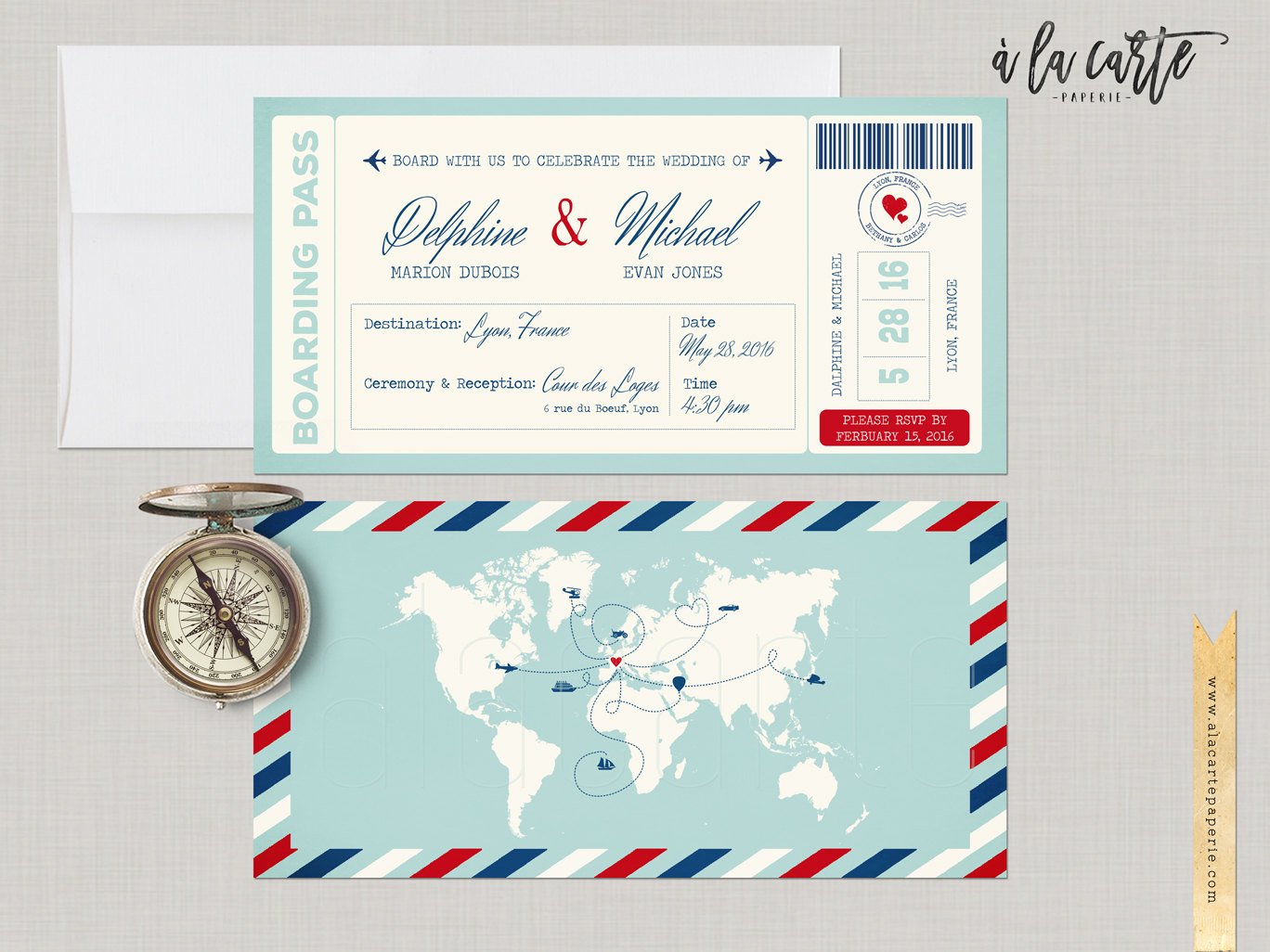 Red White and Blue Boarding Pass Invitation
