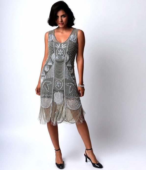 Roaring 20s Silver Flapper Dress