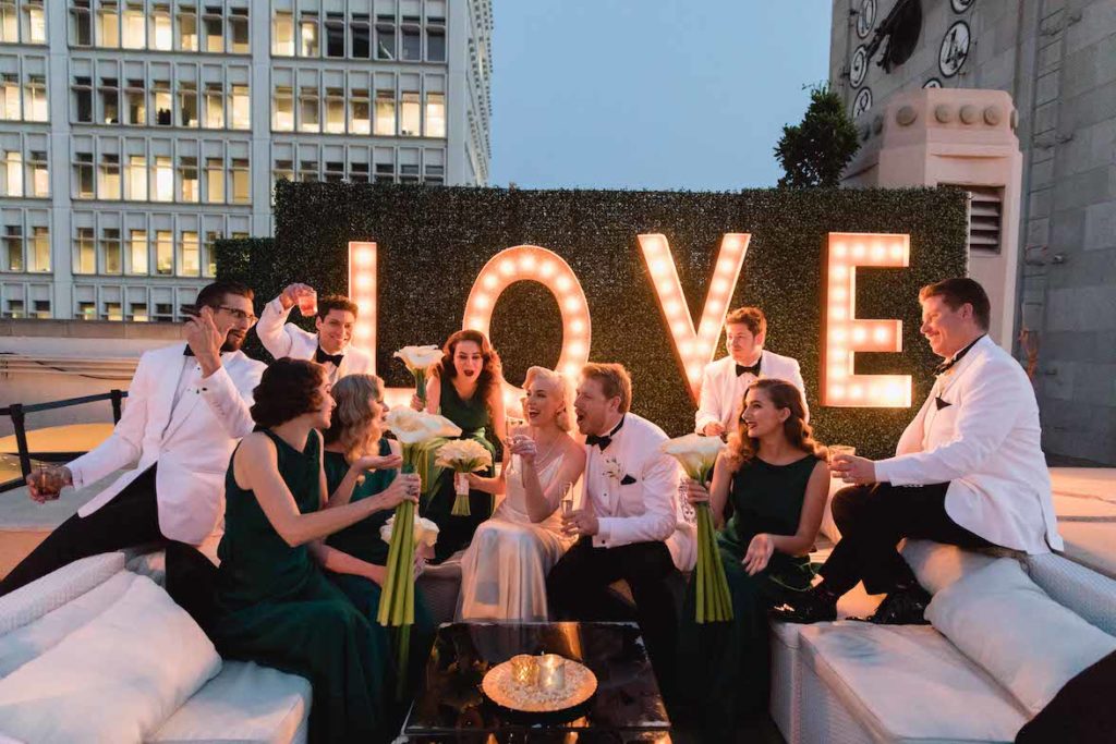 Rooftop Art Deco Wedding Los Angeles