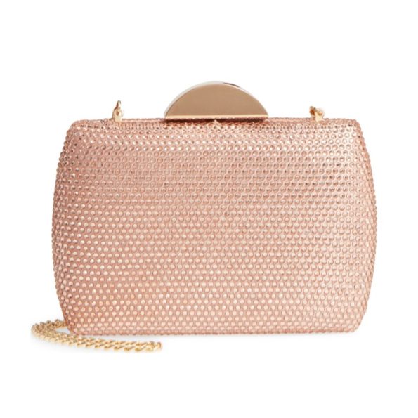 Rose Gold Crystal Minaudiere Clutch