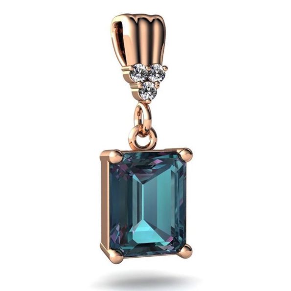 Rose Gold Art Deco Alexandrite Necklace