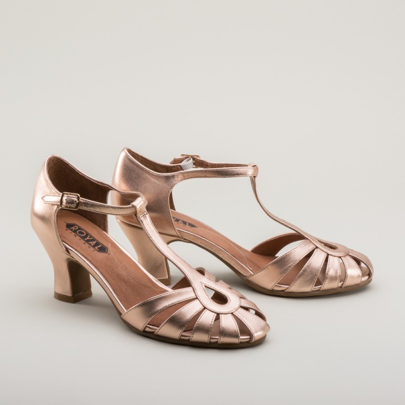 Rose gold t bar shoes sale