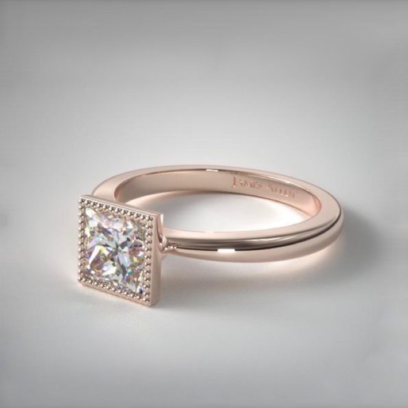 Rose Gold Modern Vintage Solitaire Engagement Ring