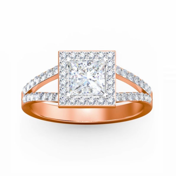 Rose Gold Princess Cut Diamond Engagement Ring