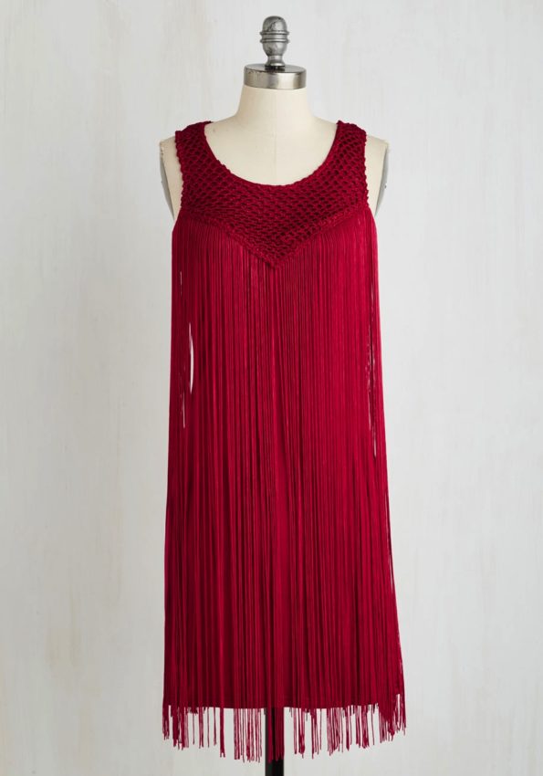 Ruby Red Flapper Fringe Dress