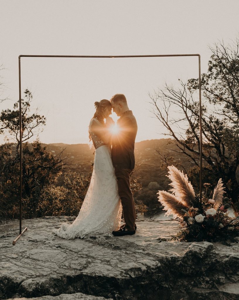 Rustic Boho Wedding Vows Sunset