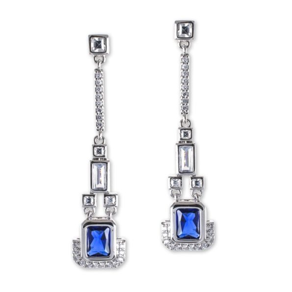 Sapphire Blue Art Deco Drop Earrings