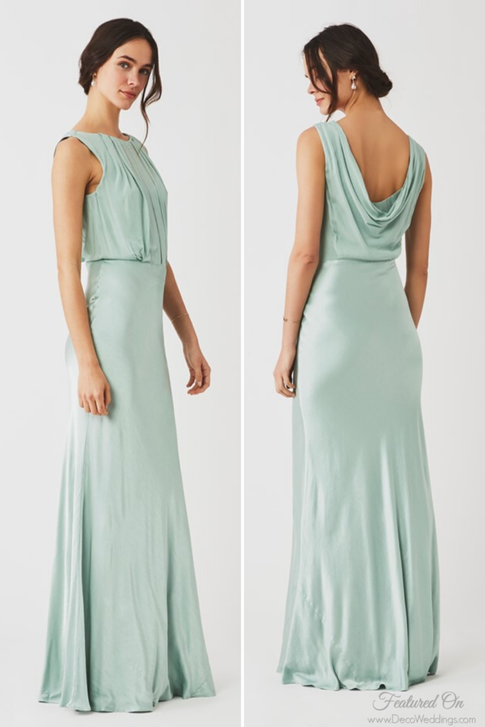 Seafoam Green Vintage Satin Bridesmaids Dress | Claudia