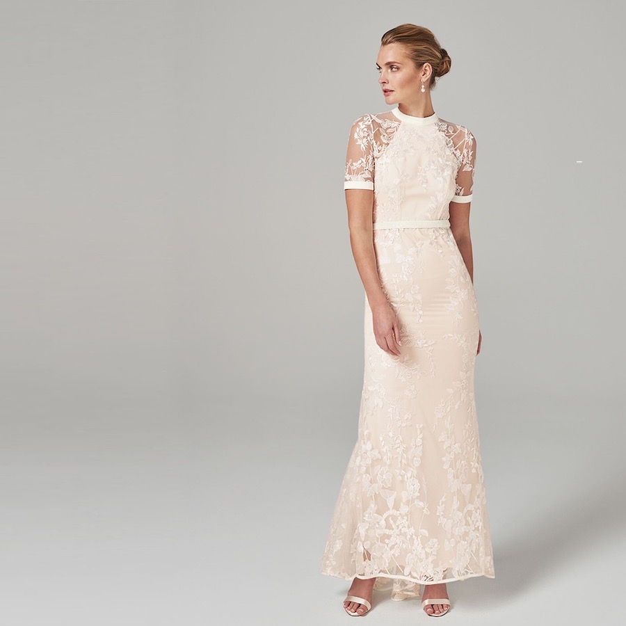 Sheer Short Sleeve Wedding Gown | Poppy