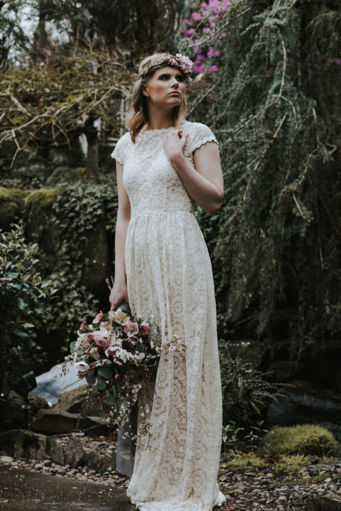 Short Sleeve Boho Wedding Dress