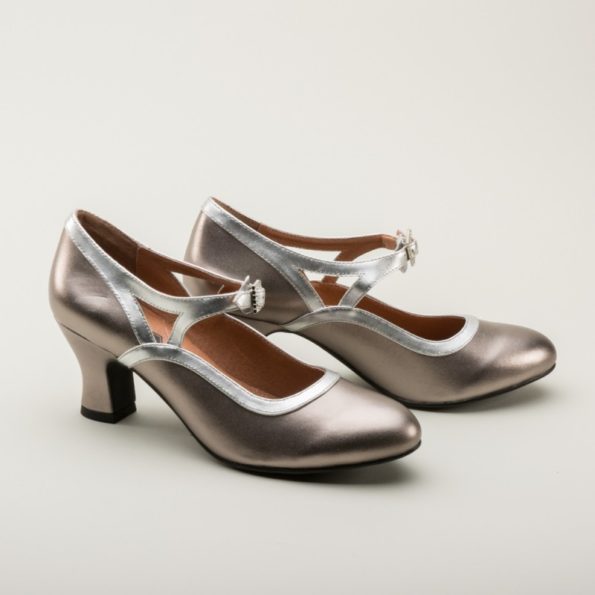 Silver 1920s Mary Janes | Leather Flapper Shoes