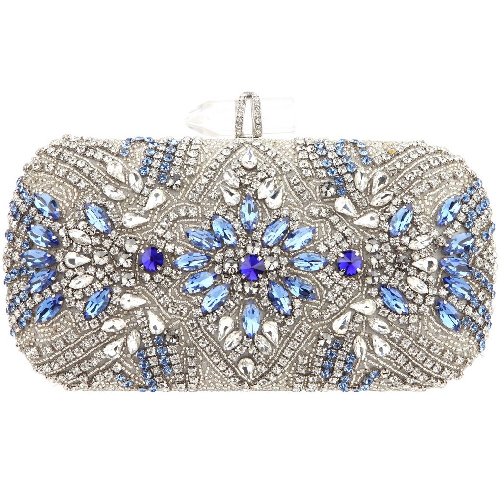 Silver + Blue Vintage Crystal Minaudiere