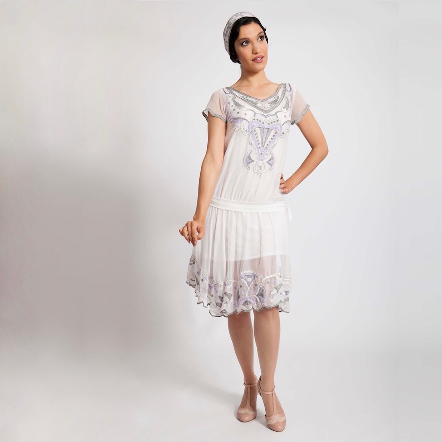 Silver and Lavender Drop Waist Flapper Dress