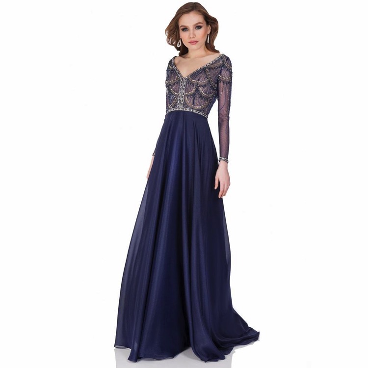 Silver + Navy Art Deco Evening Gown | Deco Shop