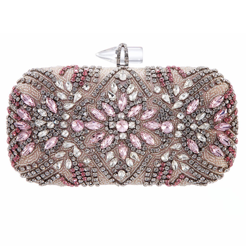 Silver + Pink Vintage Crystal Minaudière