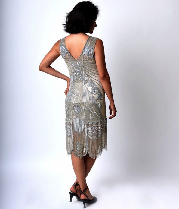 Silver Beaded Flapper Dress