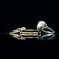 Silver + Gold Art Deco Wedding Rings