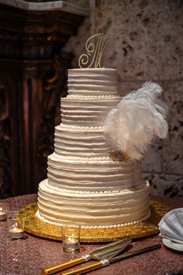 Simple Ivory and Gold Wedding Cake