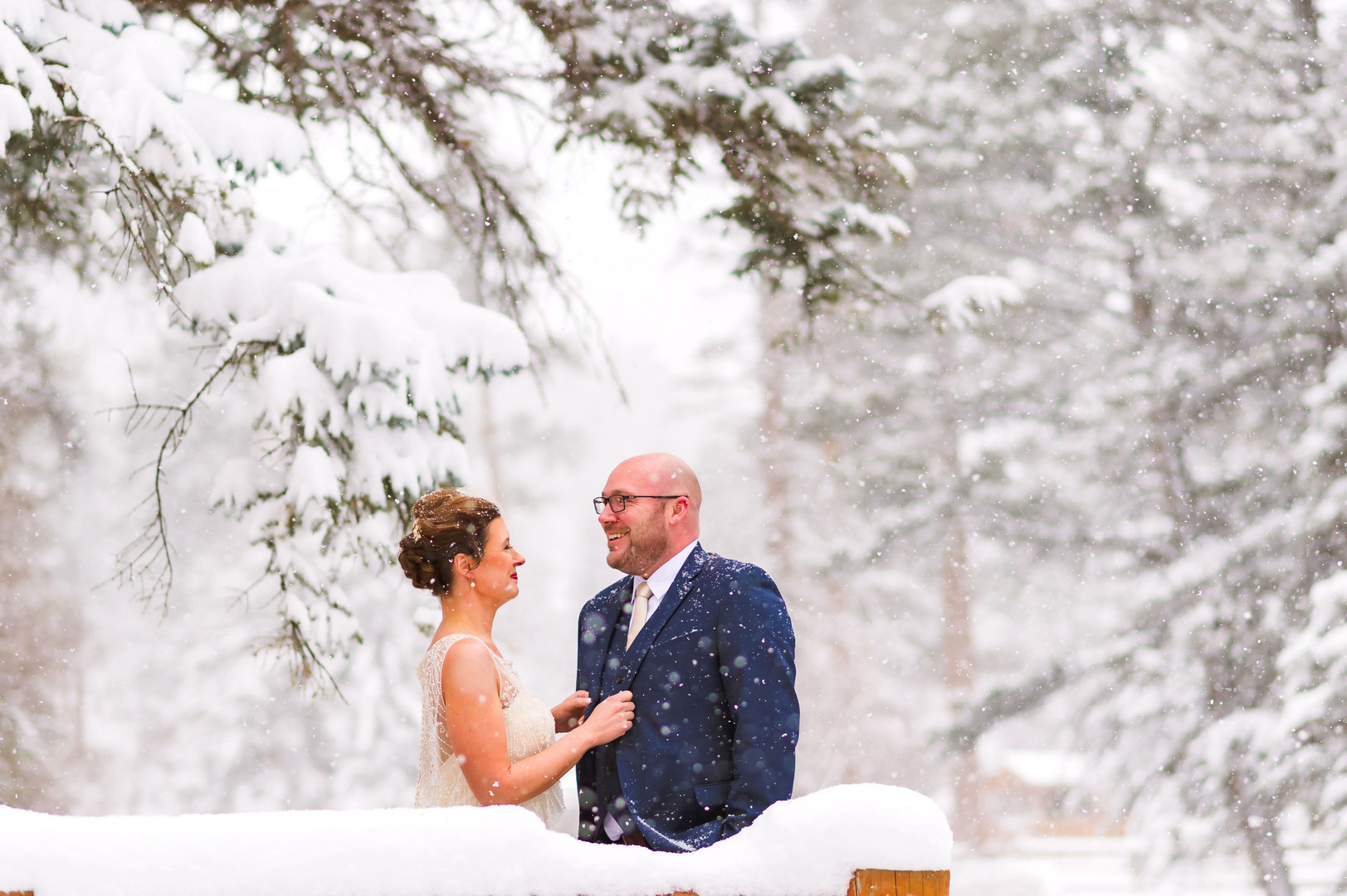 Snowy Winter Wedding Couple