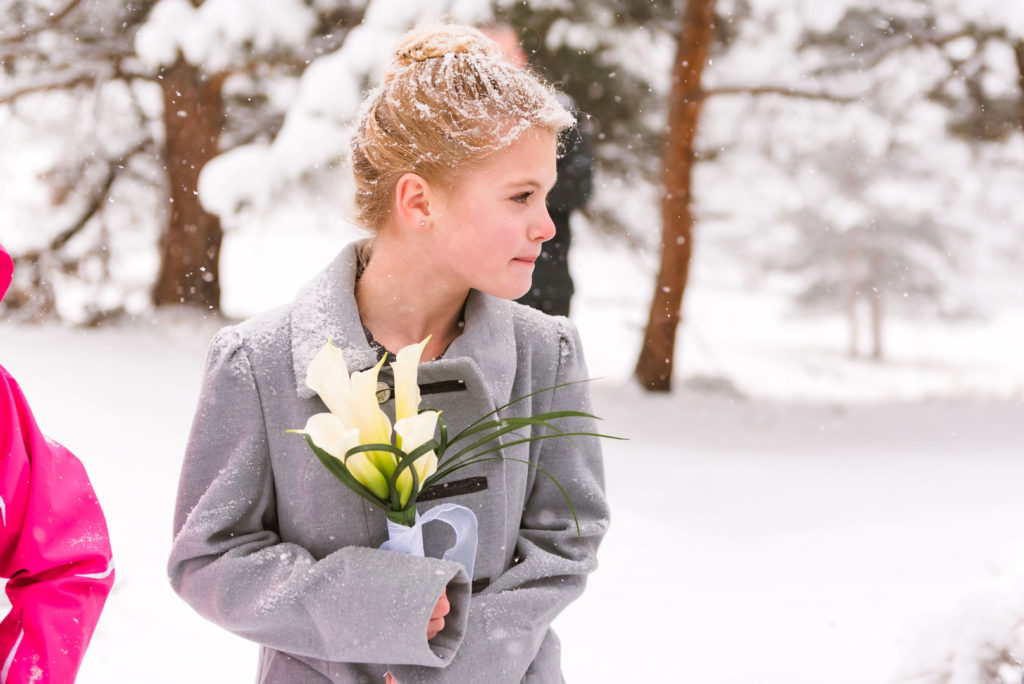 Snowy Winter Wedding Flower Girl