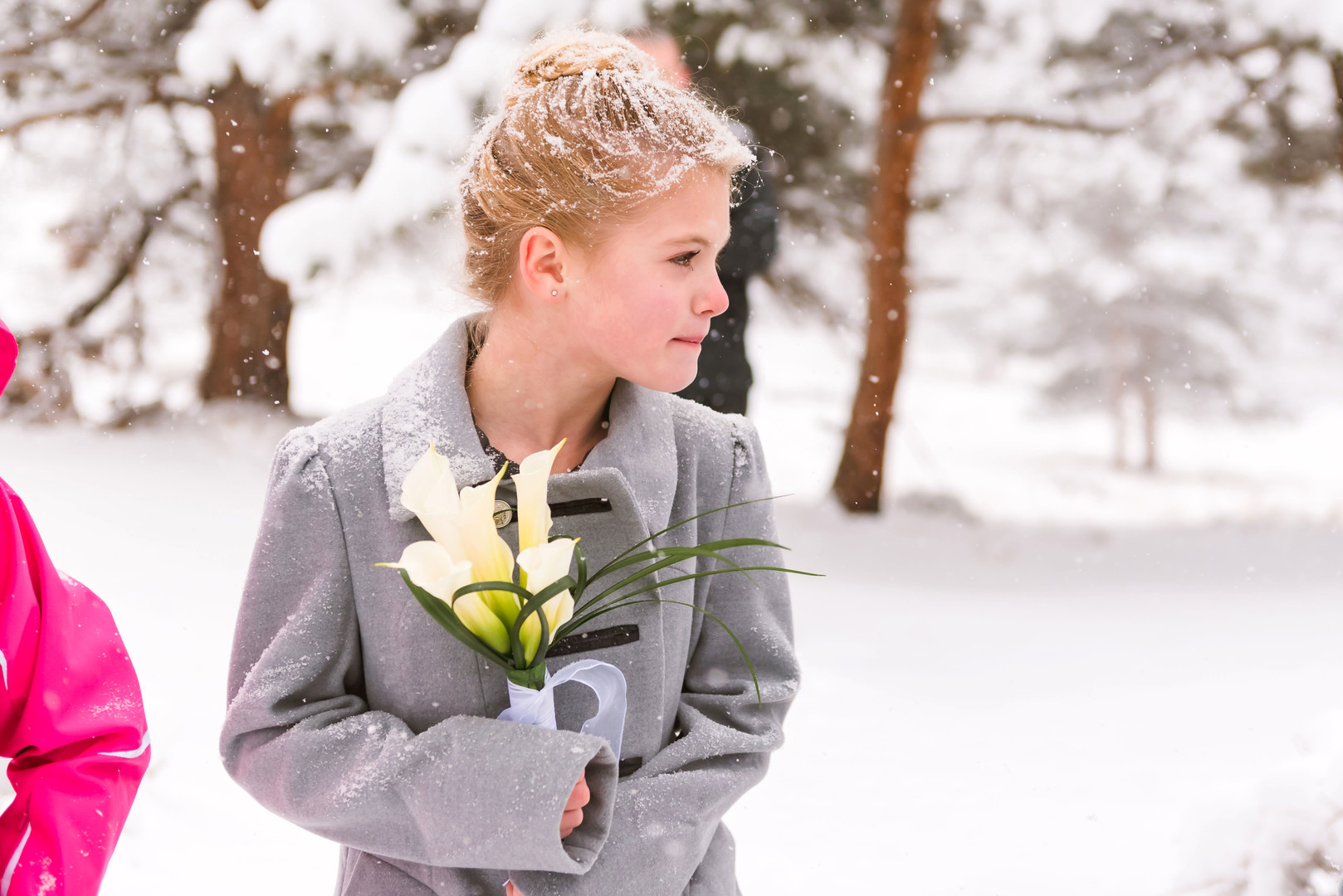 Snowy Winter Wedding Flower Girl