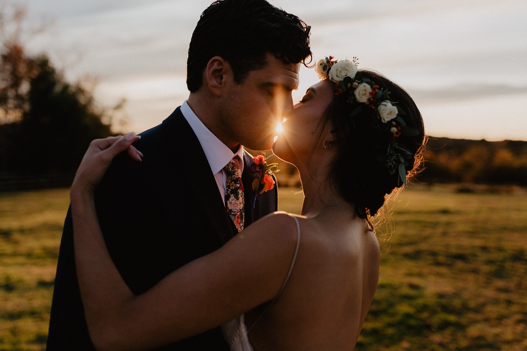 Sunset Kiss Rustic Wedding