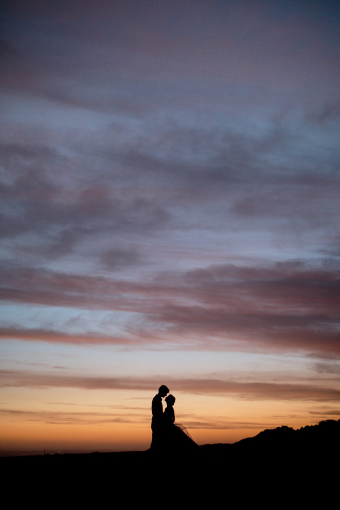 Sunset Portrait | Bride + Groom Vintage Style Wedding