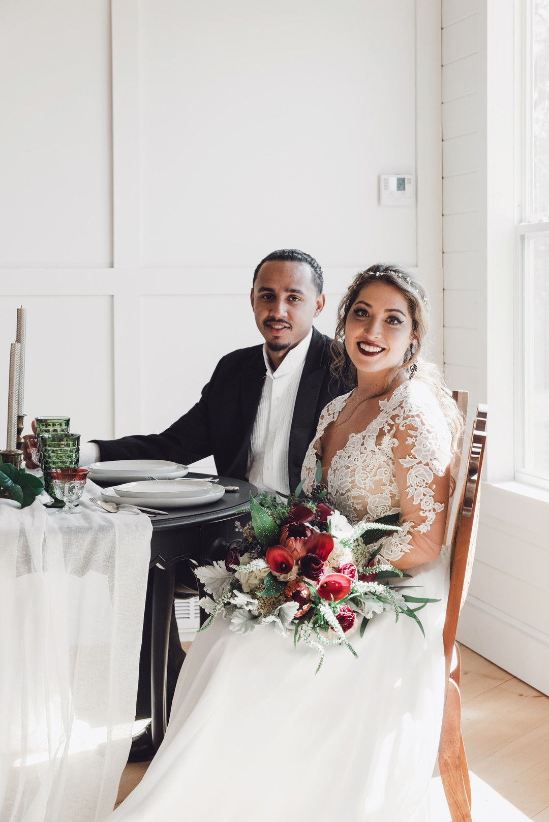 Sweetheart Table Bright Vintage Winter Wedding