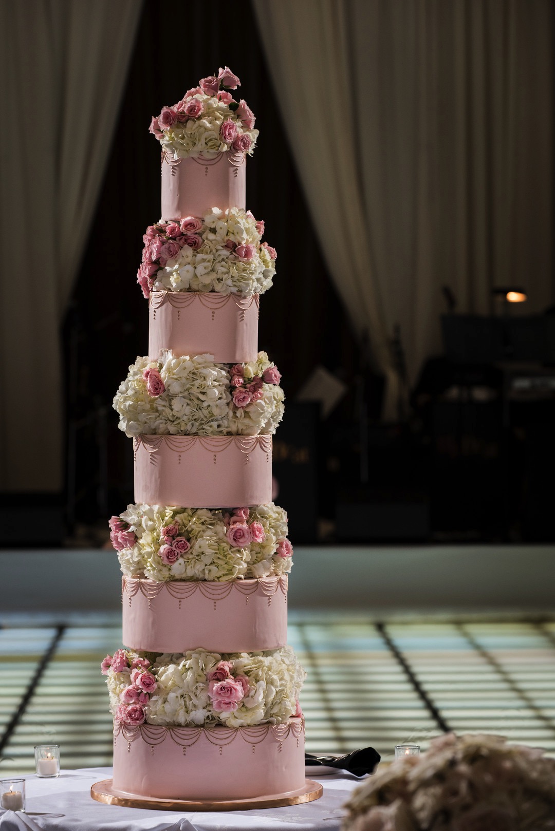 Tall Pink Wedding Cake | Vintage Style Chicago Wedding