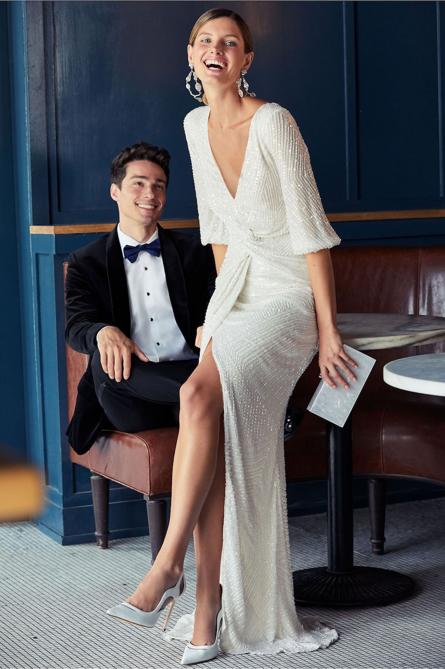 Three Quarter Sleeve Art Deco Wedding Gown | Lovelle