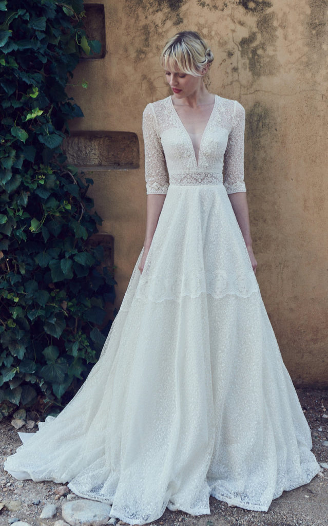 Three Quarter Sleeve Vintage Wedding Gown | Costarellos 2019