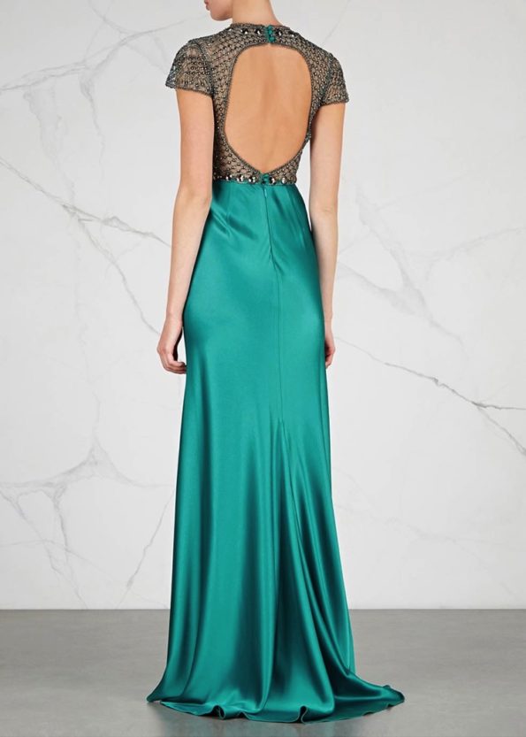 Turquoise 1920s Satin Gown