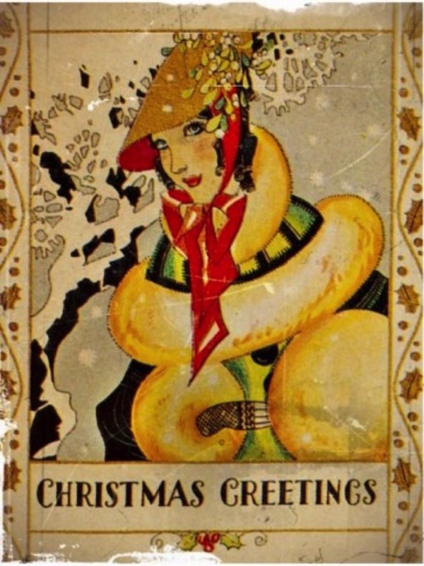 Vintage Art Deco Holiday Postcard