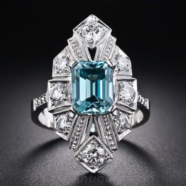 Vintage Art Deco zircon + platinum ring