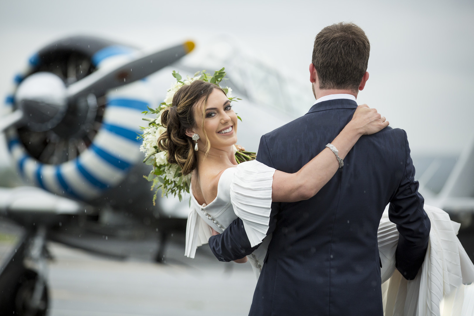 Vintage Aviation Wedding | Bride + Groom