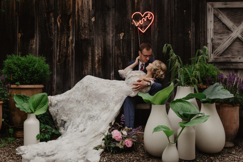 Vintage Barn Wedding NY Bride + Groom