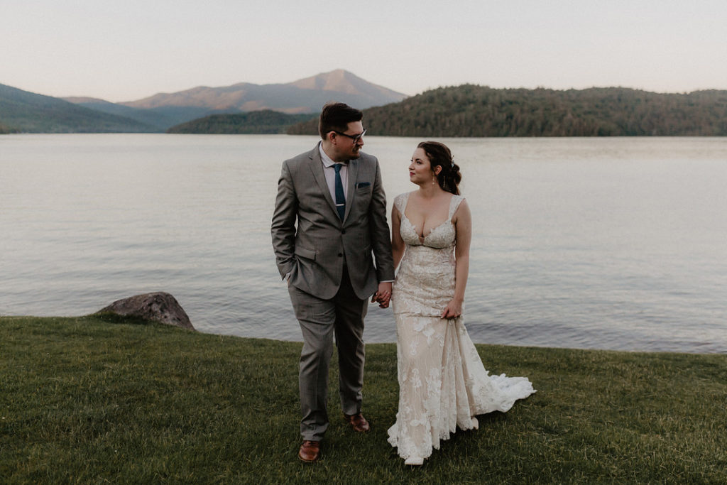 Vintage Bride and Groom LAke Placid Elopement