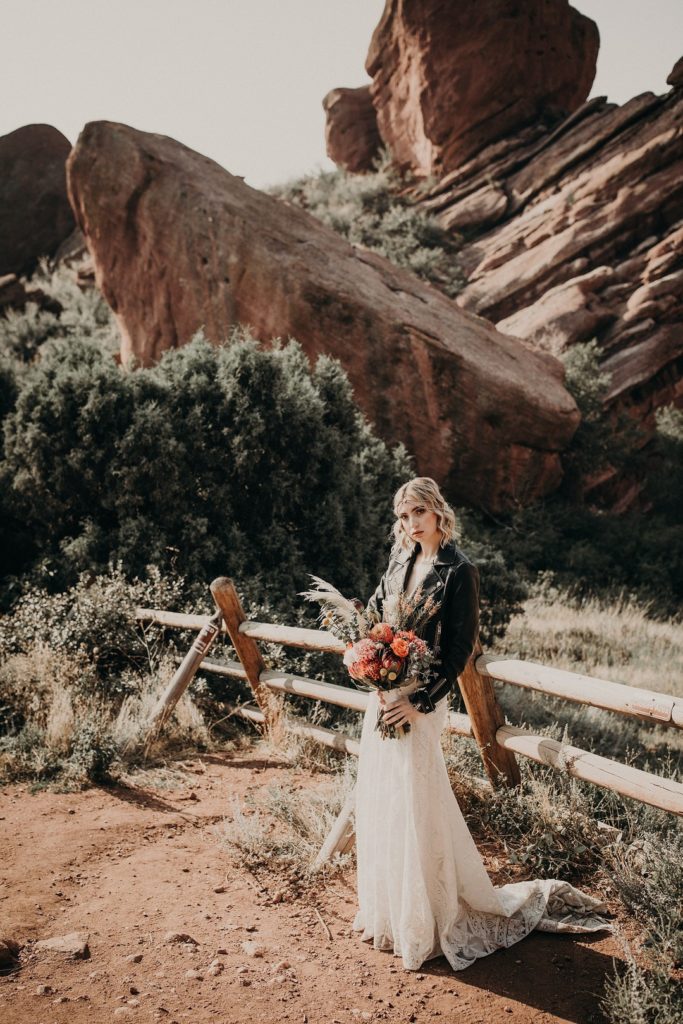 Vintage Bride in Motorcycle Jacket