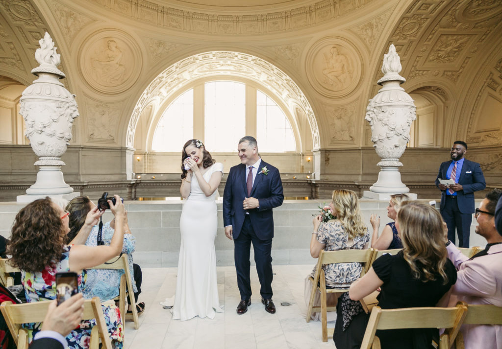 Vintage City Hall Wedding | San Francisco | Crying Bride