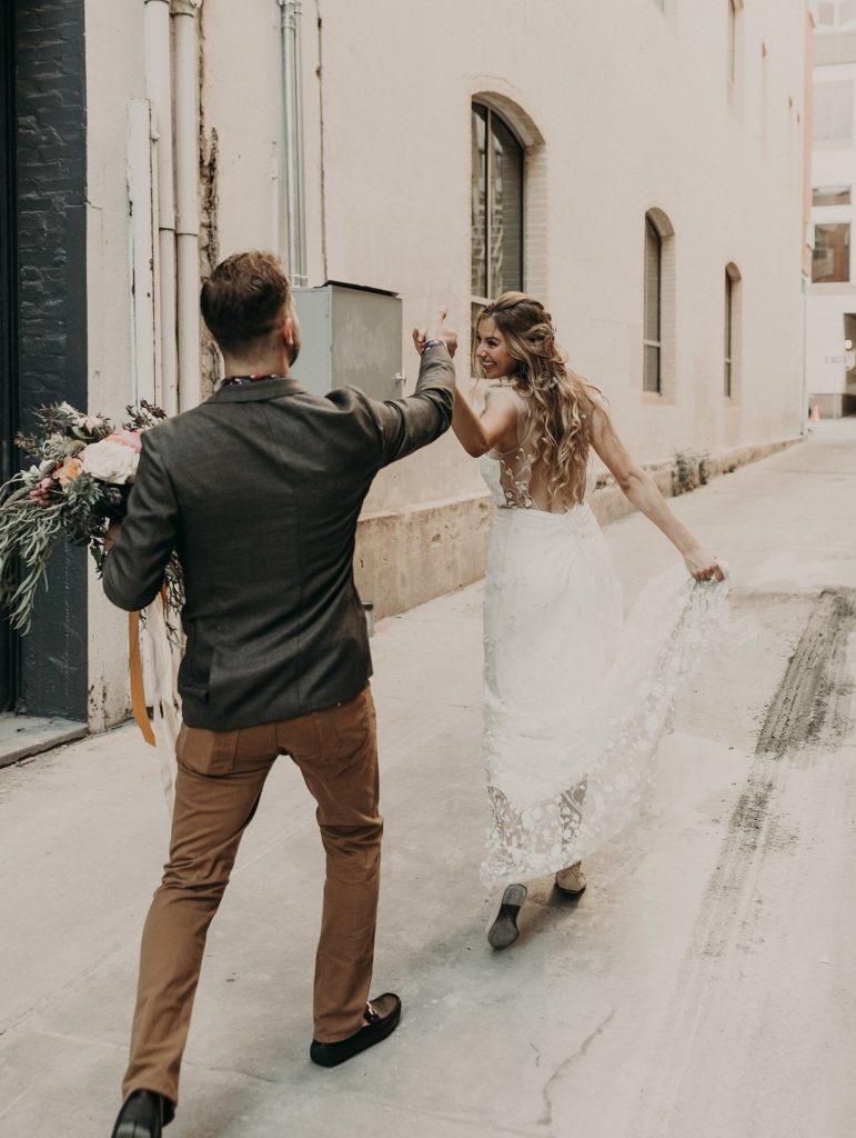 Vintage City Wedding Bride + Groom