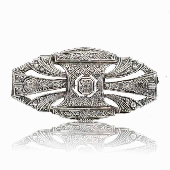 Vintage Diamond Art Deco Brooch