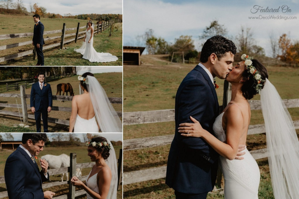 Vintage Farm Wedding First Look