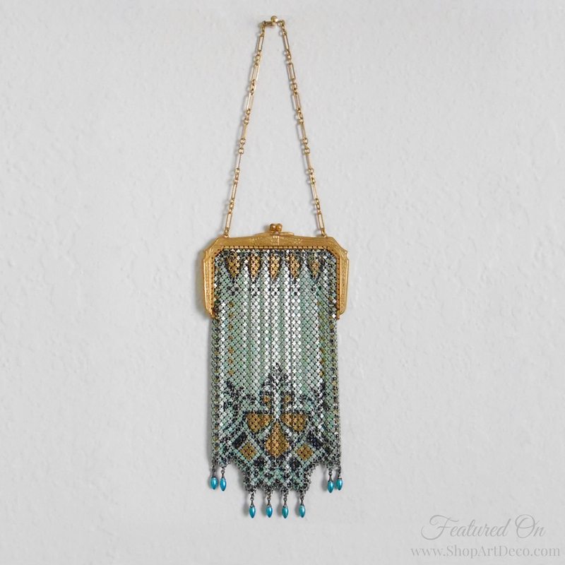 1920's Nickle plated Beaded Flapper Purse