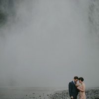 Vintage Iceland Waterfall Wedding